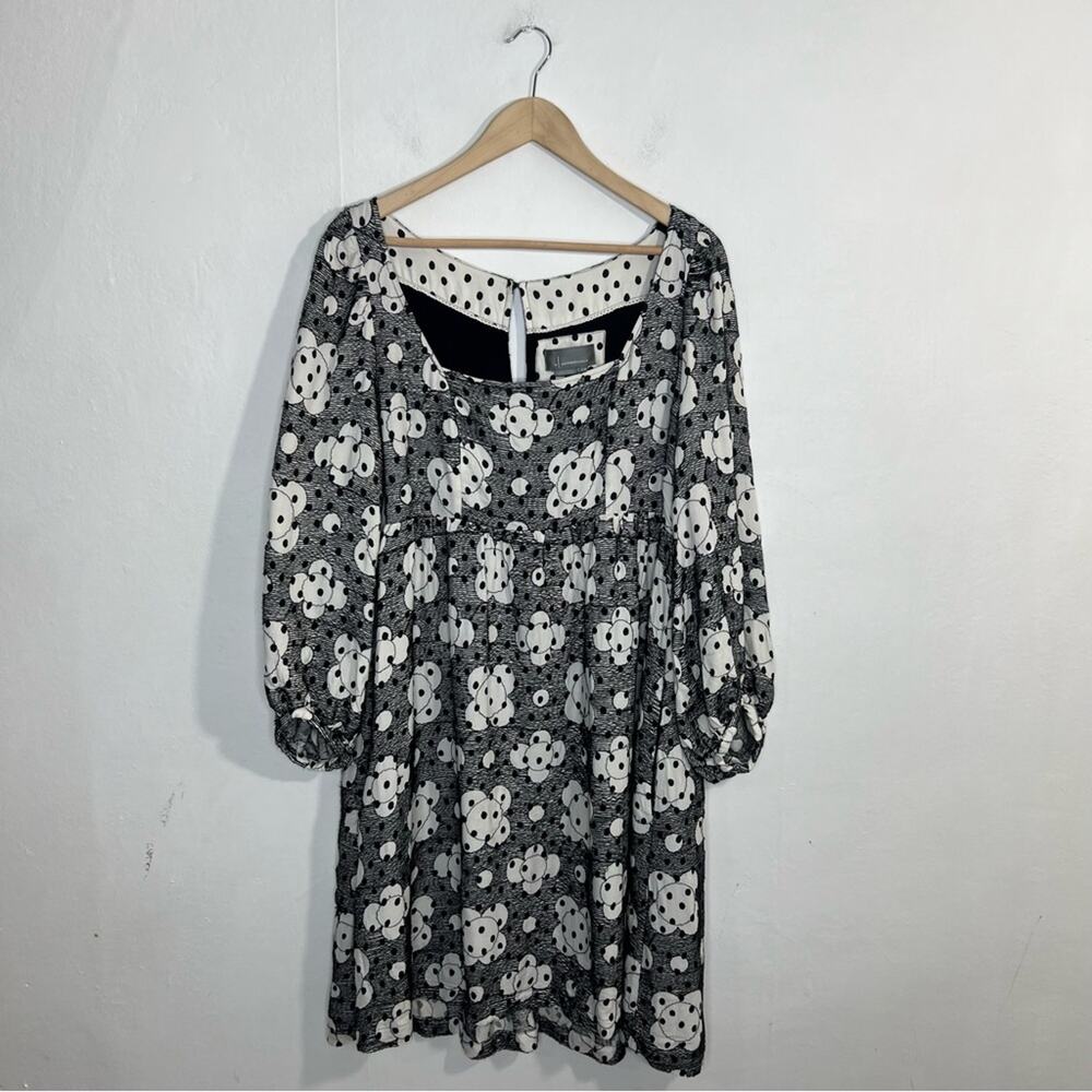 ANTHROPOLOGIE by Jane Black White Textured Floral Babydoll Dress Size 16 - Picture 4 of 16